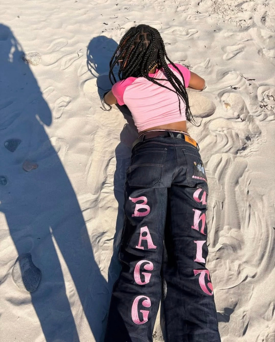 BAGGY UNIT pink logo jeans