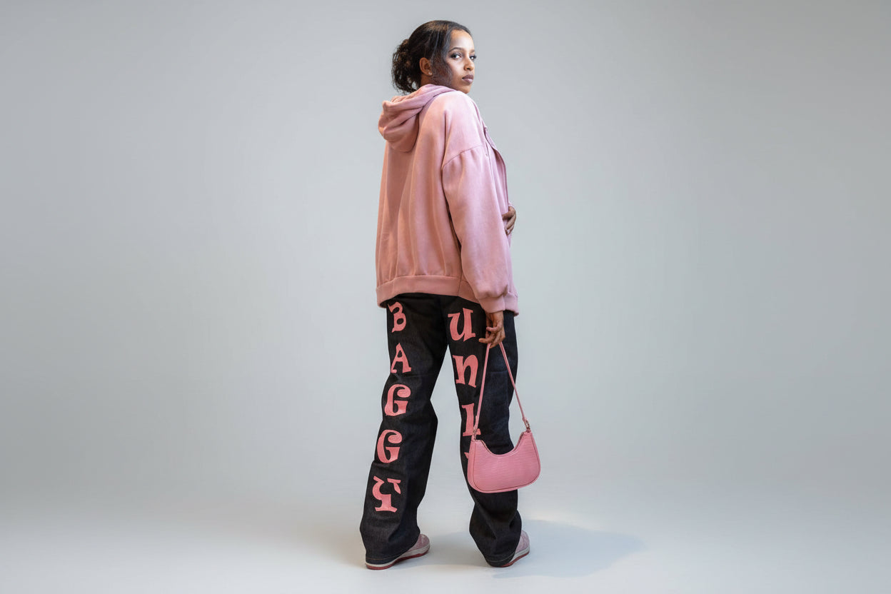BAGGY UNIT pink logo jeans