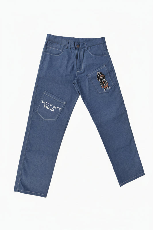 Embellished baggy denim