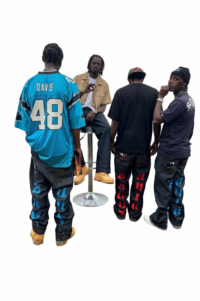 Baggy unit signature jeans[blue/red]