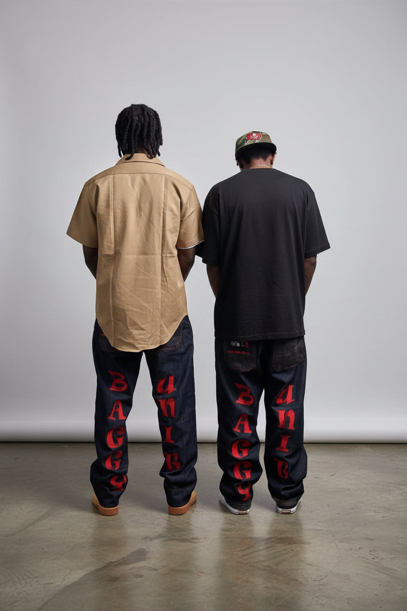 Baggy unit signature jeans[blue/red]